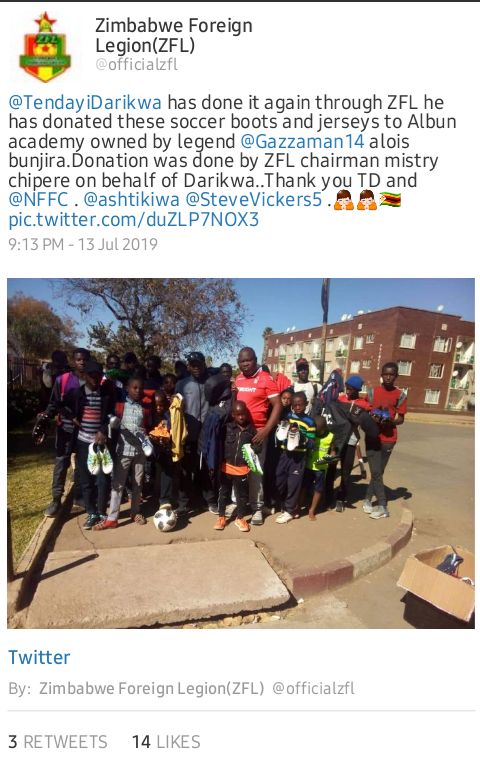 Tendayi Darikwa Donates Kits To Bunjira s Academy Soccer24 Tendayi Darikwa Donates Kits To Bunjira s Academy Soccer24
